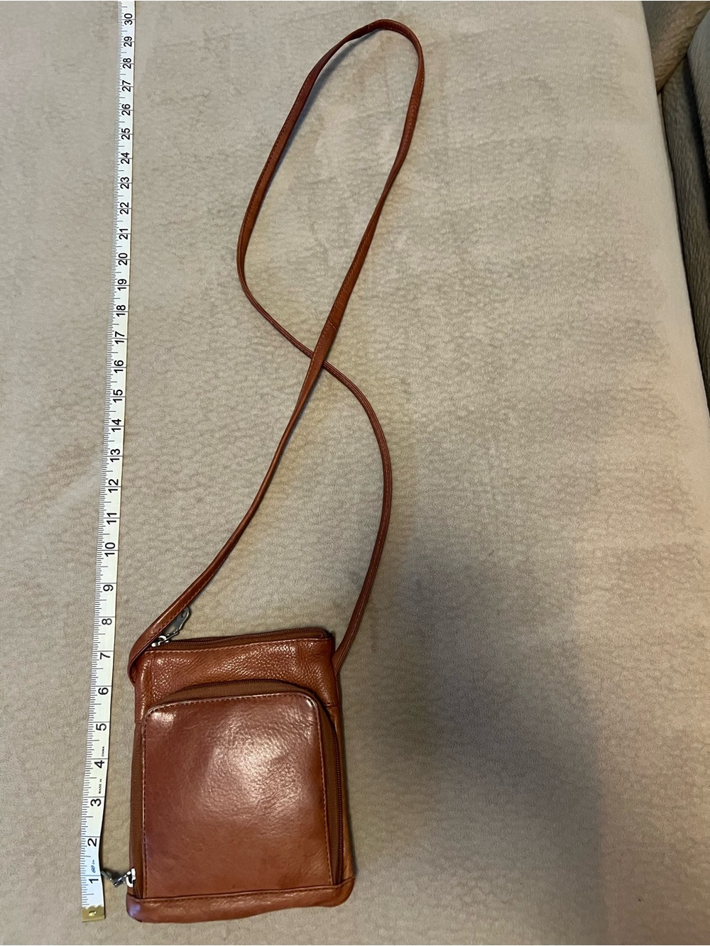 Vintage style Paul & Taylor Pebbled Brown Leather Crossbody Small Bag or w